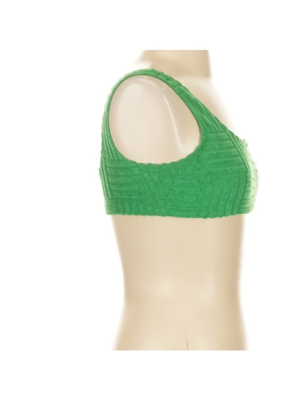 Cider Green Terry Cloth Crop XS Textured Sleeveless Summer Bralette Style NWT - Picture 4 of 7